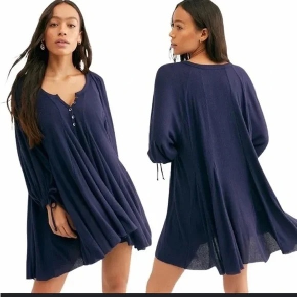 Free People Dresses & Skirts - Free People Winter Sun Navy Tunic Dress